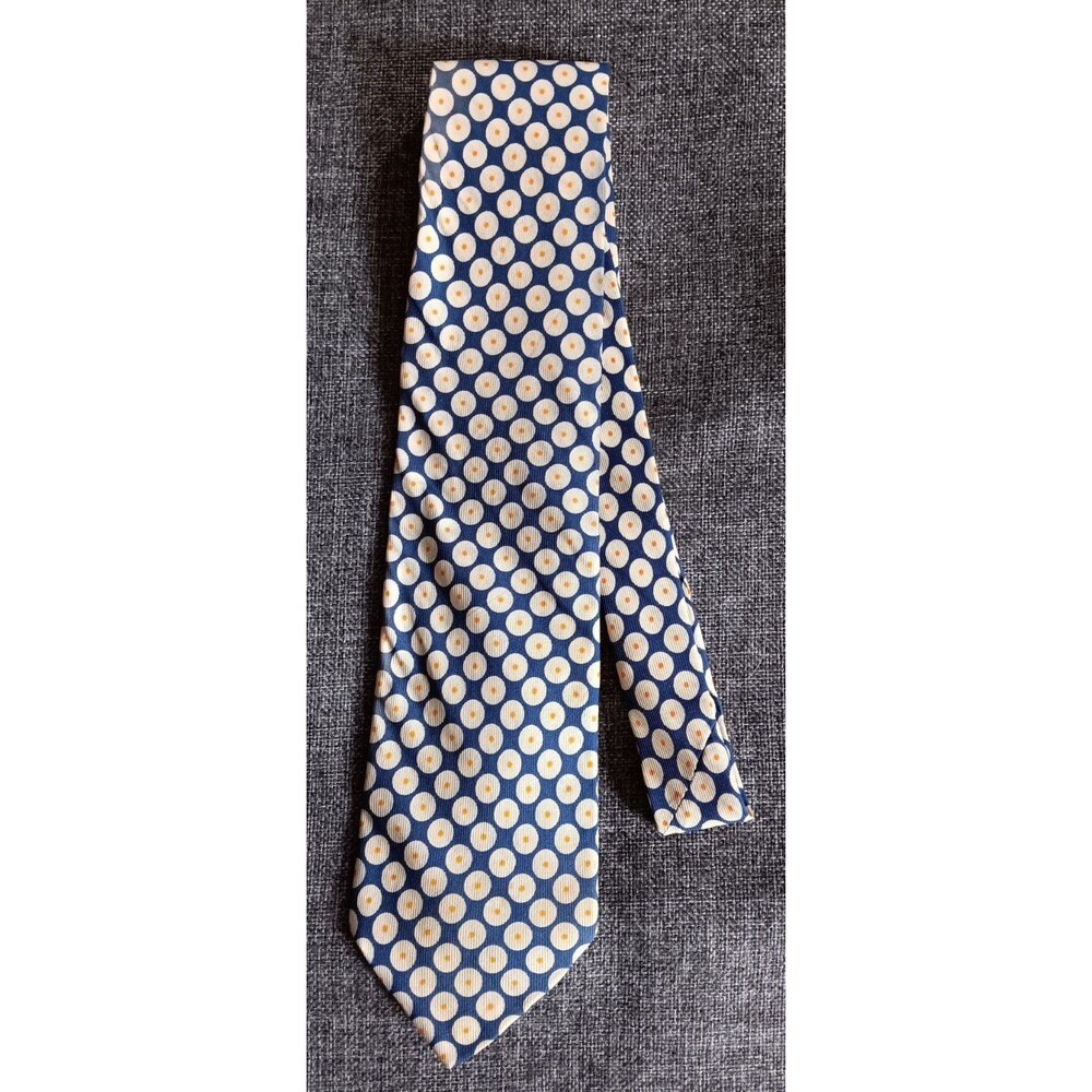 Dress Tie 70s 80s 90s Y2K Mens Robert Talbot Blue Yellow 58 Inches